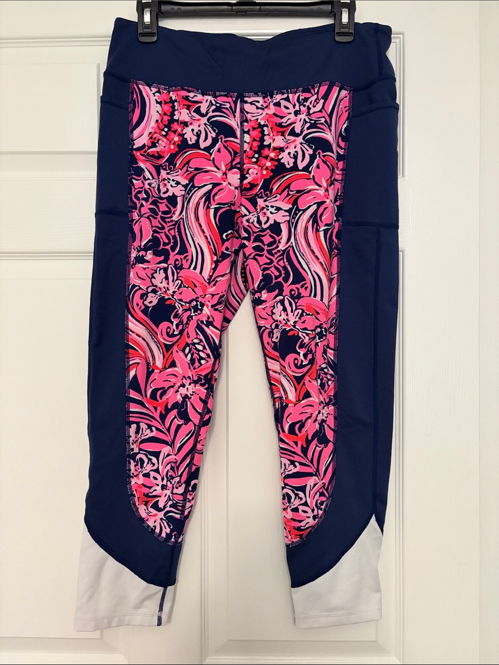 Lilly Pulitzer Navy, Pink & White Floral Panel Leggings